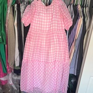 English Factory Pink and White Gingham Dress
